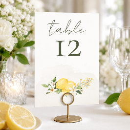 Tarjeta de número de mesa de boda con acuarela de 