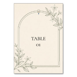 Tarjeta de número de mesa de boda con arco botánic