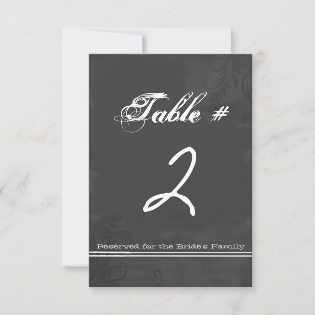 Tarjeta de número de mesa de boda con aspecto de p (Anverso)