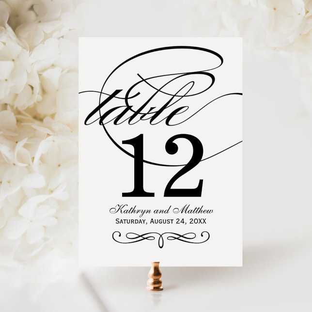 Tarjeta de número de mesa de boda con caligrafía n (Subido por el creador)