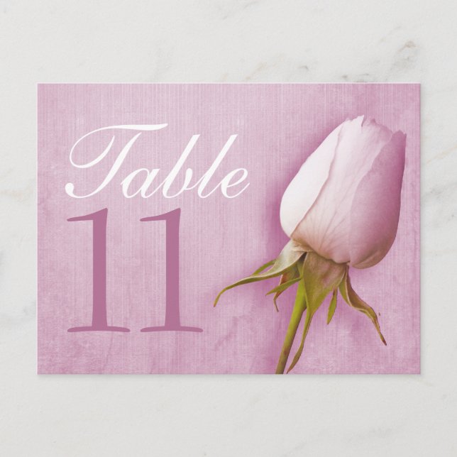 Tarjeta de número de mesa de boda con capullo de r (Anverso)