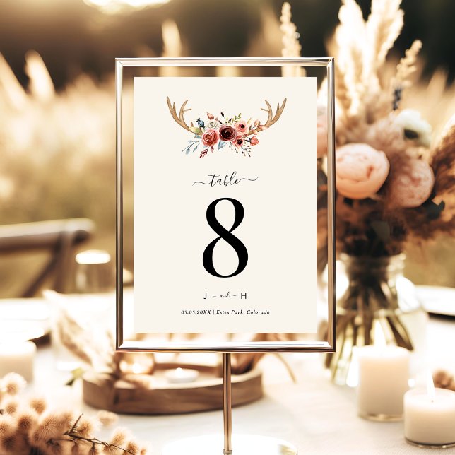 Tarjeta de número de mesa de boda con cuernos de c (Subido por el creador)