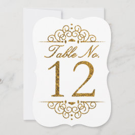 Tarjeta de número de mesa de boda con efecto brill