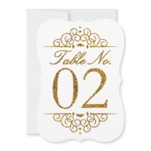 Tarjeta de número de mesa de boda con efecto brill