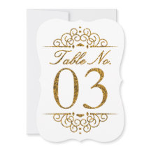 Tarjeta de número de mesa de boda con efecto brill