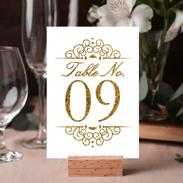 Tarjeta de número de mesa de boda con efecto brill (Subido por el creador)