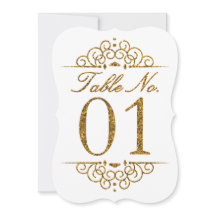 Tarjeta de número de mesa de boda con efecto brill