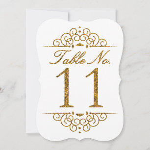 Tarjeta de número de mesa de boda con efecto brill