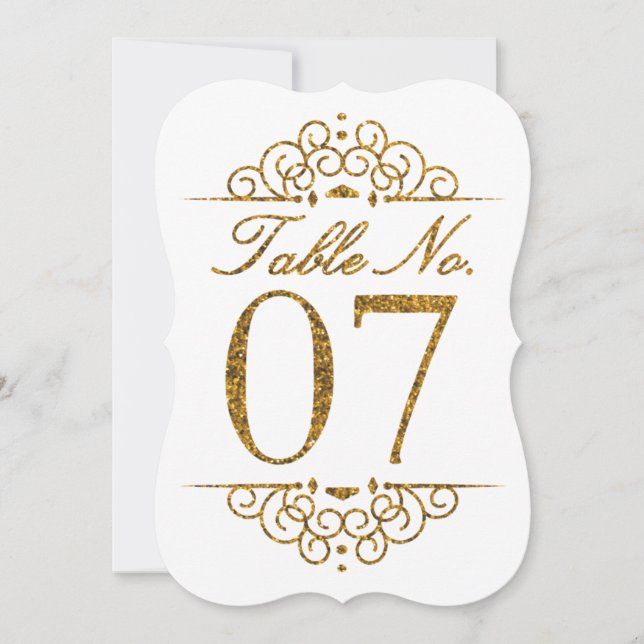 Tarjeta de número de mesa de boda con efecto de br (Anverso)