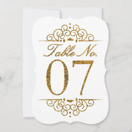 Tarjeta de número de mesa de boda con efecto de br