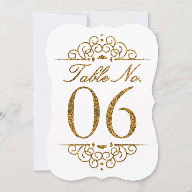 Tarjeta de número de mesa de boda con efecto de br (Anverso)