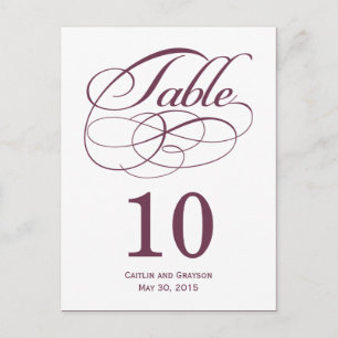 Tarjeta de número de mesa de boda con espirales he