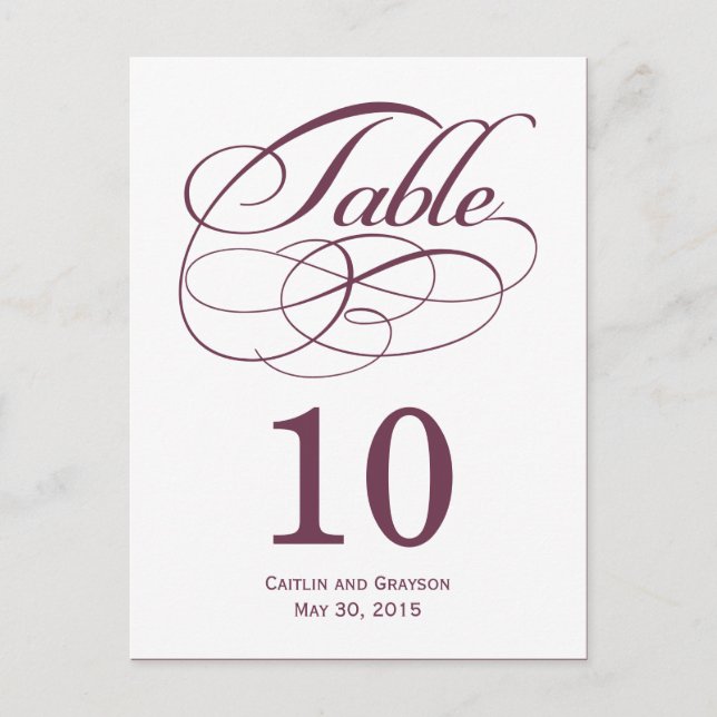 Tarjeta de número de mesa de boda con espirales he (Anverso)