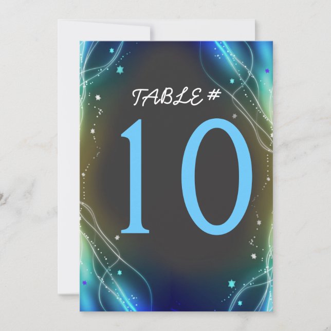 Tarjeta de número de mesa de boda con estrellas de (Anverso)