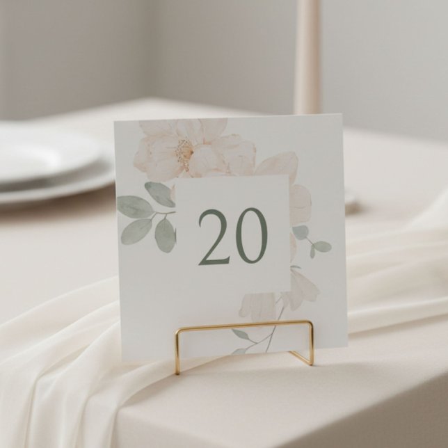 Tarjeta de número de mesa de boda con flores de ac (Subido por el creador)