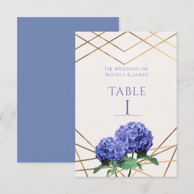 Tarjeta de número de mesa de boda con flores de ho (Anverso / Reverso)