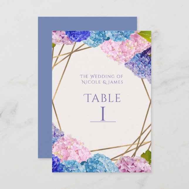 Tarjeta de número de mesa de boda con flores de ho (Anverso / Reverso)