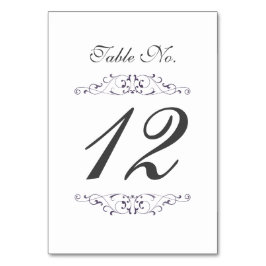 Tarjeta de número de mesa de boda con floritura pú