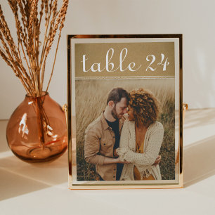 Tarjeta de número de mesa de boda con foto de Kraf