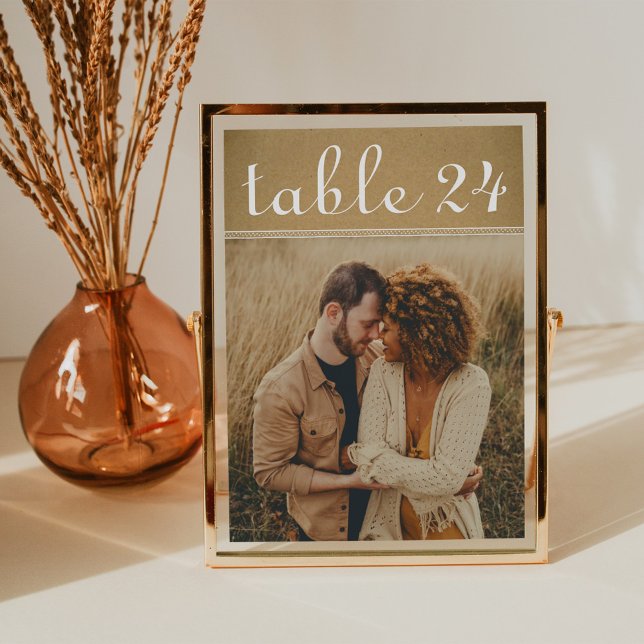 Tarjeta de número de mesa de boda con foto de Kraf (Subido por el creador)