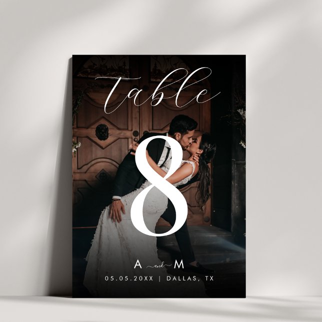 Tarjeta de número de mesa de boda con foto desvane (Subido por el creador)