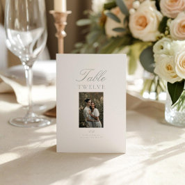 Tarjeta de número de mesa de boda con foto elegant