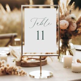 Tarjeta de número de mesa de boda con letra minima