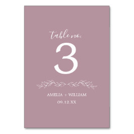 Tarjeta de número de mesa de boda con monograma de