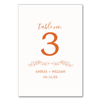 Tarjeta de número de mesa de boda con monograma de