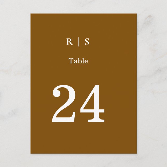 Tarjeta de número de mesa de boda con monograma ma (Anverso)