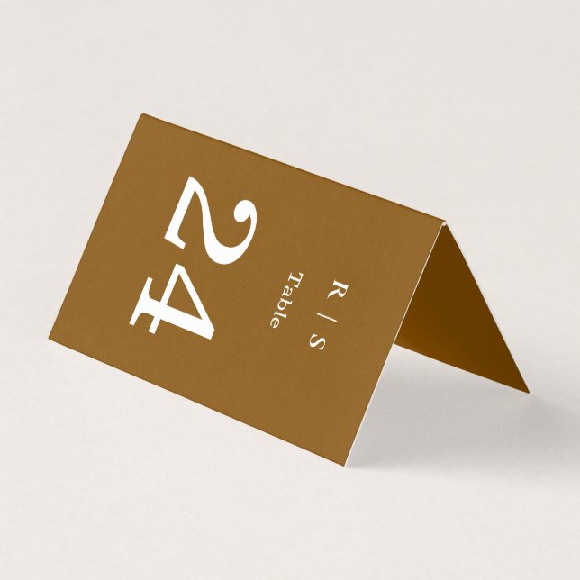 Tarjeta de número de mesa de boda con monograma ma (Anverso)