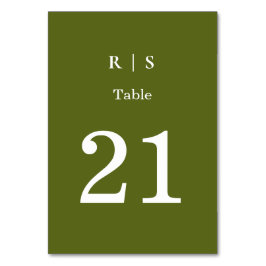 Tarjeta de número de mesa de boda con monograma ve