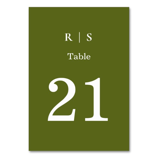 Tarjeta de número de mesa de boda con monograma ve (Anverso)