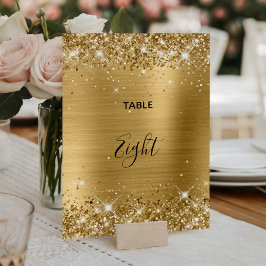 Tarjeta de número de mesa de boda con papel de alu