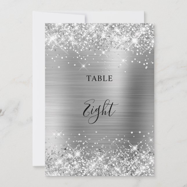 Tarjeta de número de mesa de boda con papel de pla (Anverso)