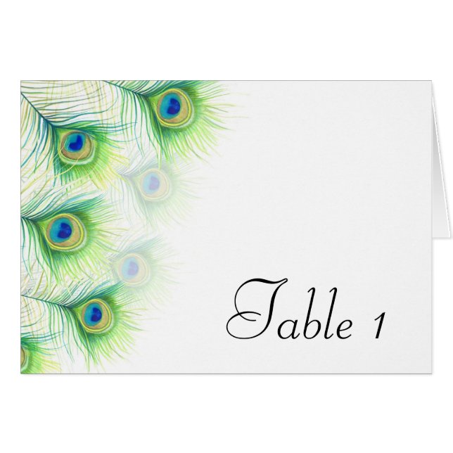 Tarjeta de número de mesa de boda con plumas de pa (Anverso (Horizontal))