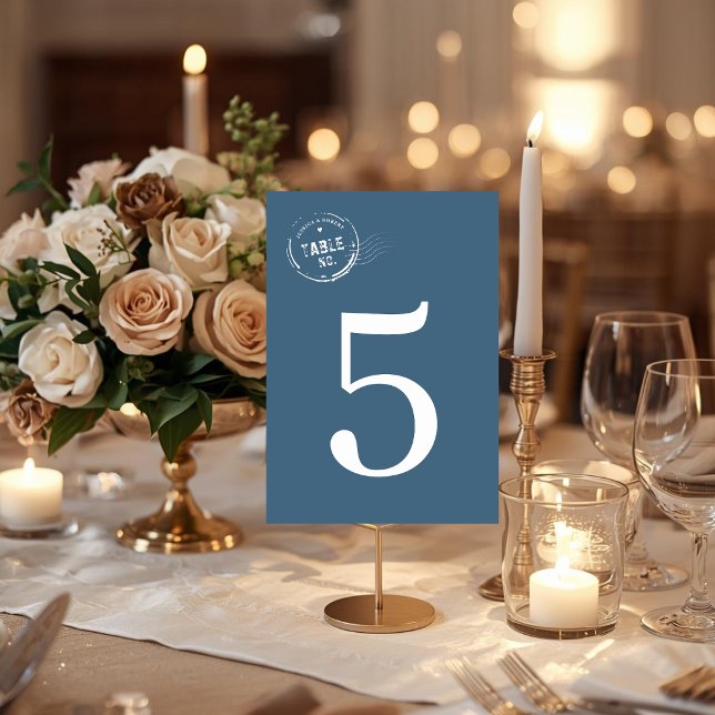 Tarjeta de número de mesa de boda con sello de via (Subido por el creador)