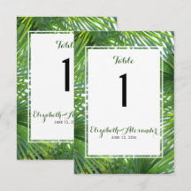 Tarjeta de número de mesa de boda con vegetación e