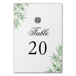 Tarjeta de número de mesa de boda de bambú moderna