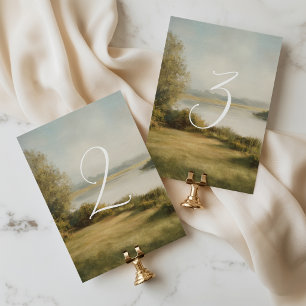 Tarjeta de número de mesa de boda de campo pintado
