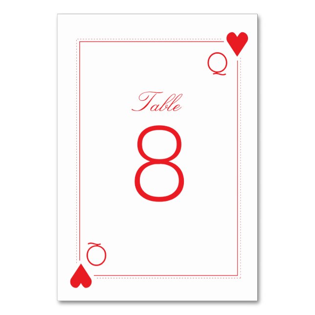 Tarjeta de número de mesa de boda de casino - Cora (Anverso)