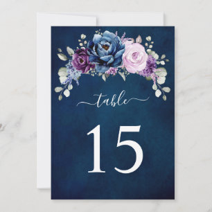 Tarjeta de número de mesa de boda de color lila pú