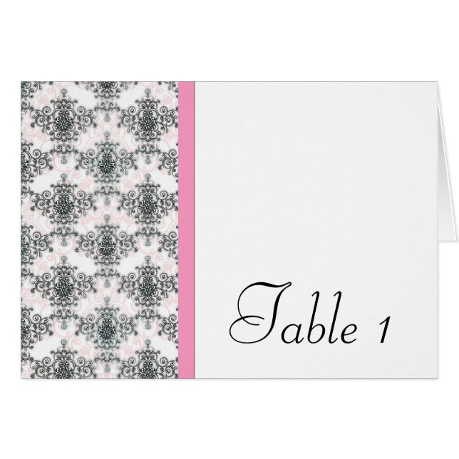 Tarjeta de número de mesa de boda de damasco rosa  (Anverso (Horizontal))