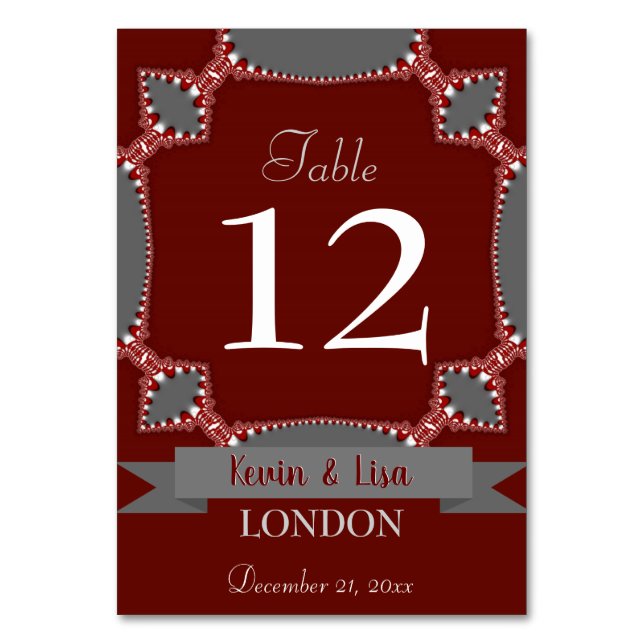 Tarjeta de número de mesa de boda de encaje de pla (Anverso)