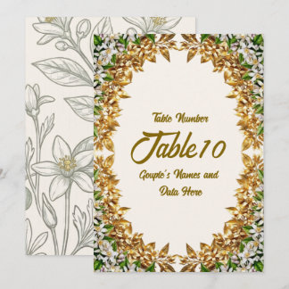 Tarjeta de número de mesa de boda de Flor de Azaha