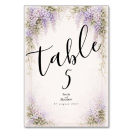 Tarjeta de número de mesa de boda de glicina Regen