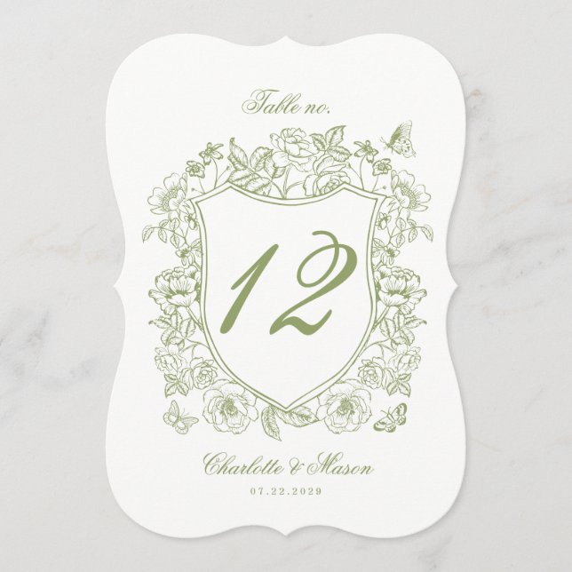 Tarjeta de número de mesa de boda de jardín con co (Anverso)