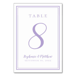 Tarjeta de número de mesa de boda de lavanda perso