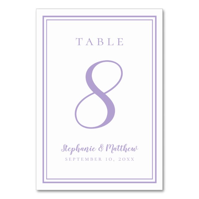 Tarjeta de número de mesa de boda de lavanda perso (Anverso)