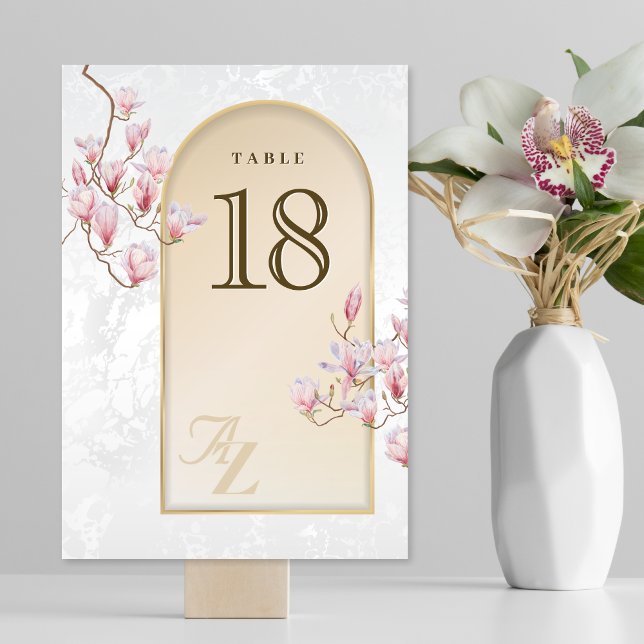 Tarjeta de Número de Mesa de Boda de Magnolia de O (Subido por el creador)